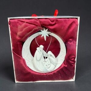 AppleTree Design Holy Family Nativity Christmas Ornament White Resin NEW W TAG